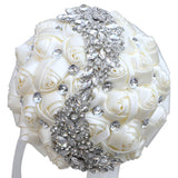Wedding Bouquets For Bride Bridesmaid Brooch Bouquet Handmade Artificial Flower Tossing Bouquet For Wedding Ceremony Anniversary(Ivory-18Cm)