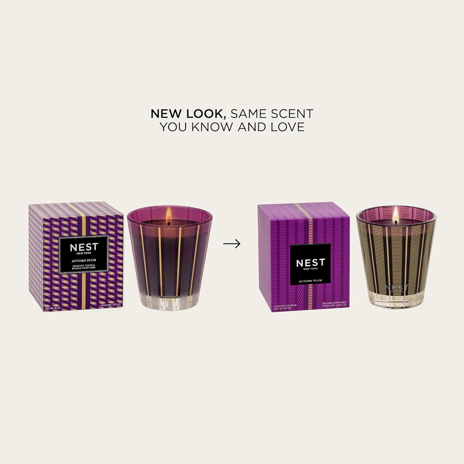 Scented Classic Candle, Autumn Plum - 8.1 Oz - Up To 60-Hour Burn Time - Reusable Glass Vessel