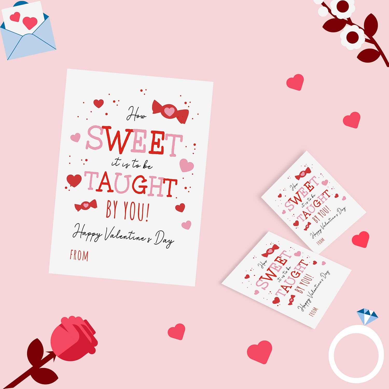 30 Pcs How Sweet It Is To Be Taught By You Valentine'S Day Card, Sweet Teacher Valentine, Student Valentine Card, Preschool Cute Valentine Cards, Valentine Card For Teacher Vds02