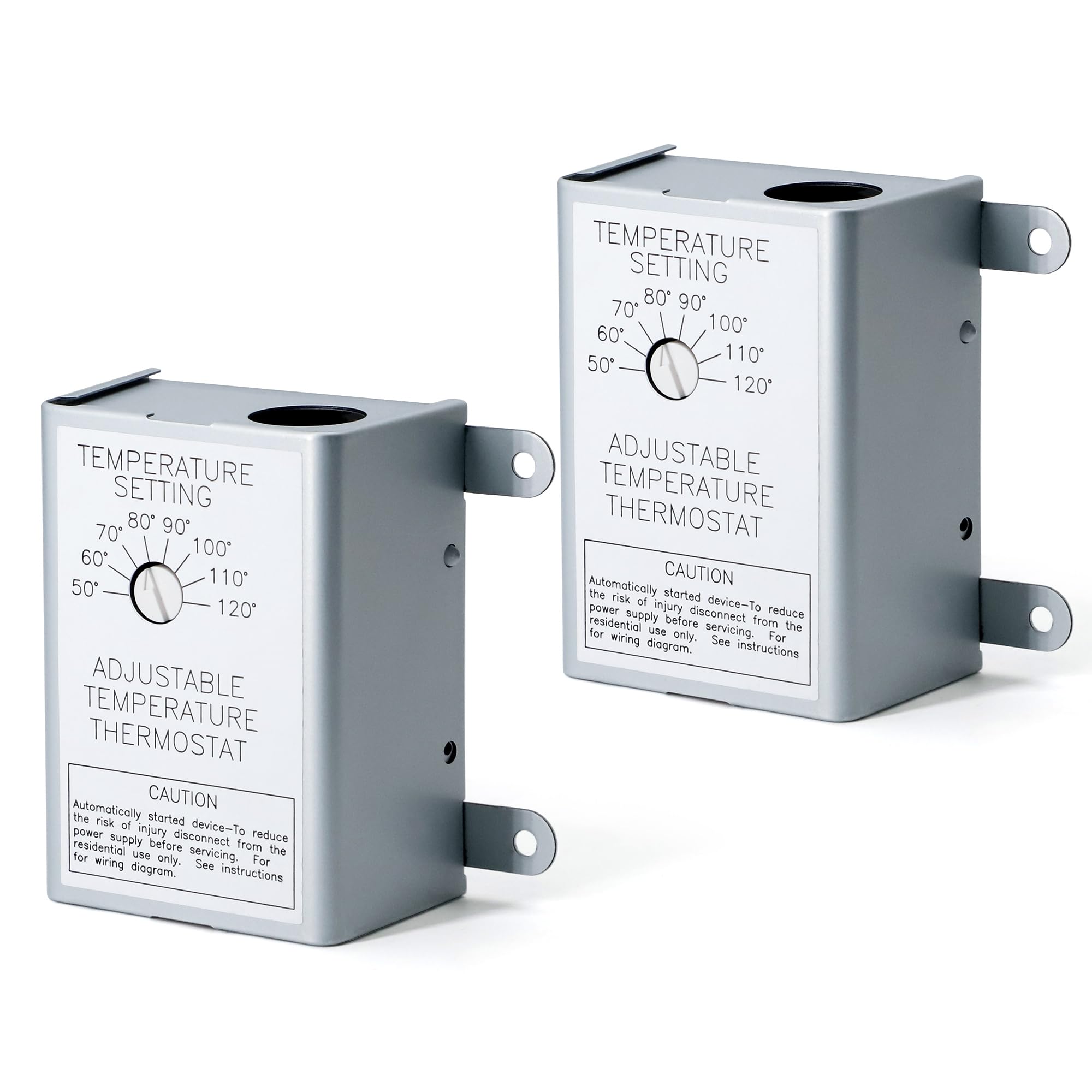 Attic Fan Thermostat Control, Adjustable Temperature Controller 120 Volt Thermostat Replacement For Power Attic Ventilators And Exhaust Fan, 2 Pack
