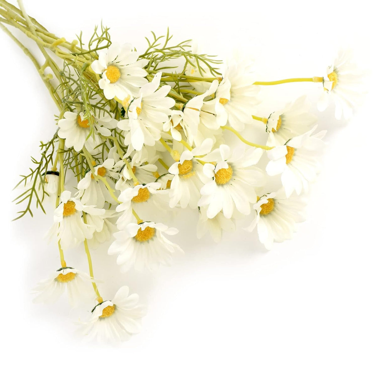 Artificial Daisy Flowers 6 Bundles 21” Faux Silk Daisy Flowers With Stems For Home Garden Vase Décor (White)