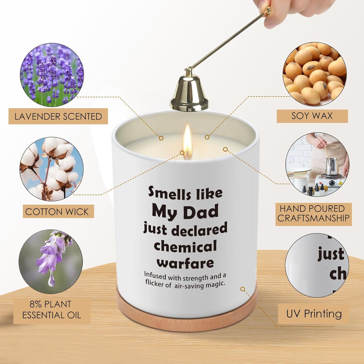 Gifts For Dad, 10Oz Funny Dad Gifts From Daughter Son, Birthday Gift For Father Daddy Bonus Stepdad New Father In Law Best Dads Gift Ever Present Sandalwood Scented Candle