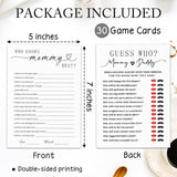 30 Pcs Baby Shower Game Cards - Mommy Or Daddy & Who Knows Mommy Best - Minimalism Double-Sided Game Baby Gender Reveal,Announcement Party Favor - A02