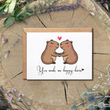 You Make Me Happy-Bara Card - Capybara Love Card - Capybara Valentines Card - Cute Anniversary Card - Capybara Card - Greeting Cad - Romantic Card