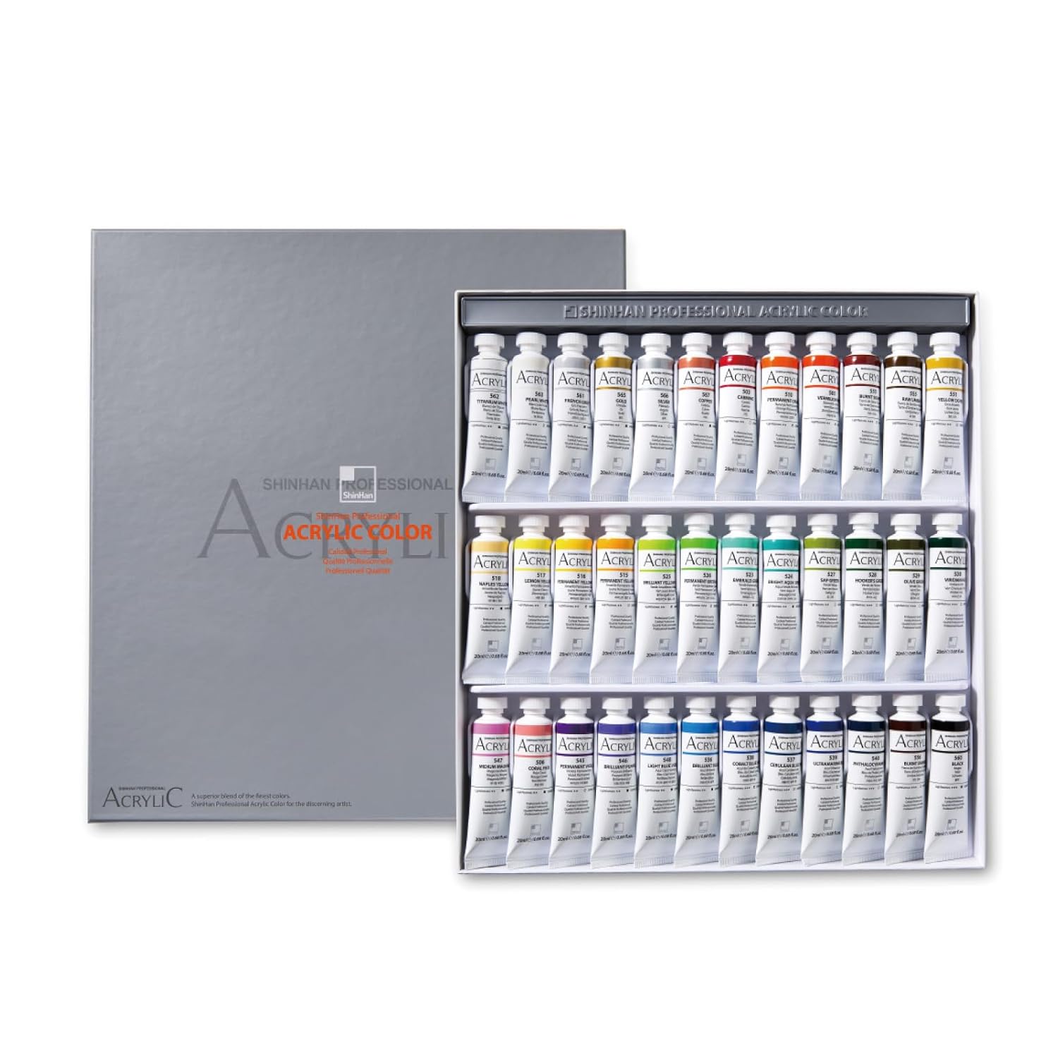 ShinHan Professional Acrylic color 20ml 36colors Tube Set