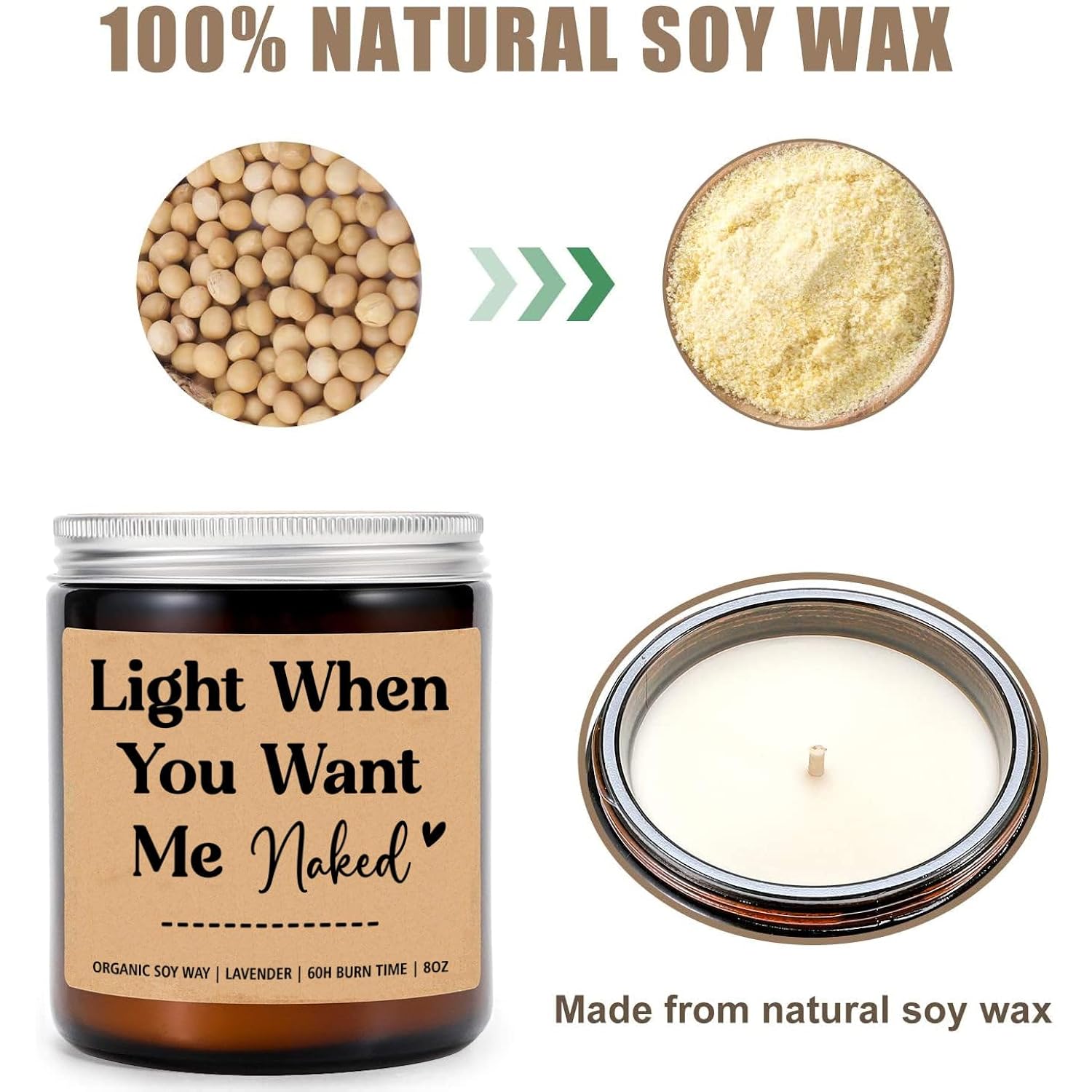 Light When You Want Me Naked - Gift For Him - Gift For Husband - Boyfriend Gifts - Adult Gift Candle - Sexy Gifts - Funny Gifts For Him - Valentines Day Gifts