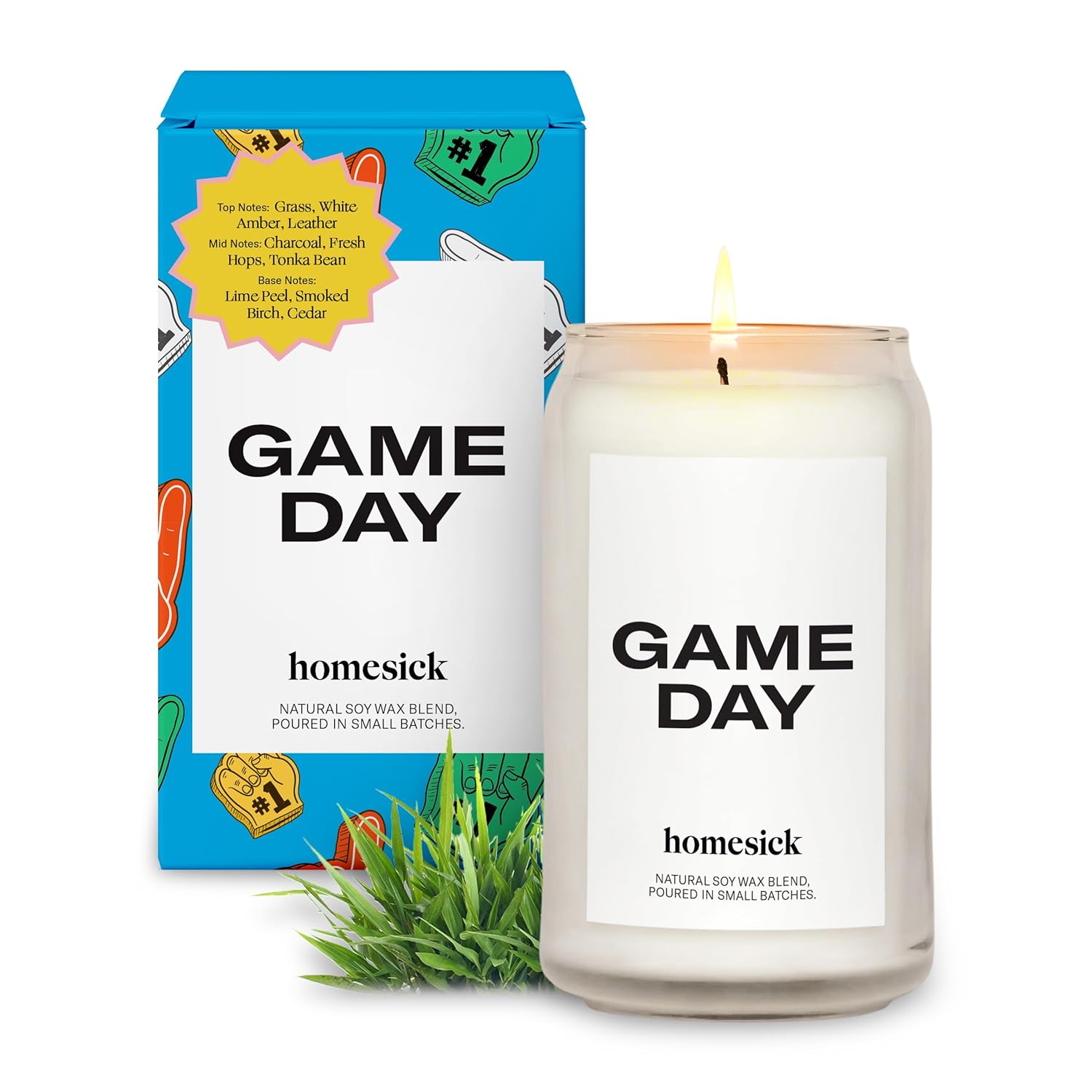 Scented Candles For Home (Game Day) - 13.75 Oz Long-Lasting Soy Wax Blend Jar Candle Gifts For Women & Men, 60-80 Hours Burn Time - Notes Of White Amber, Tonka Bean & Smoked Birch