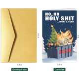 Sarcastic 2025 Christmas Card, Rude Christmas Card For Dad Mom Boyfriend Girlfrend Husband Wife Family Friends, Dumpster Fire Xmas Sympathy Cards For Men Women, Humor New Year Card