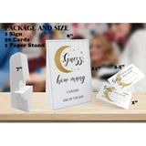 Candy Guessing Game Cards-1 Sign 8X11" And 50 Cards, Golden Moon How Many Game Sign, For Boys Girls Birthday Party, Baby Shower, Party Games Activities And Decorations 06