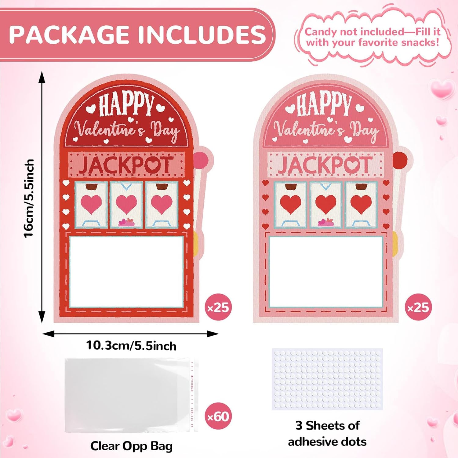 50 Pack Valentines Day Cards For School Funny Class Exchange Cards Bulk With Clear Treat Bags And Self Adhesive Tape Happy Valentines Party Favor For School Classroom Classmates Parents Teachers Gifts