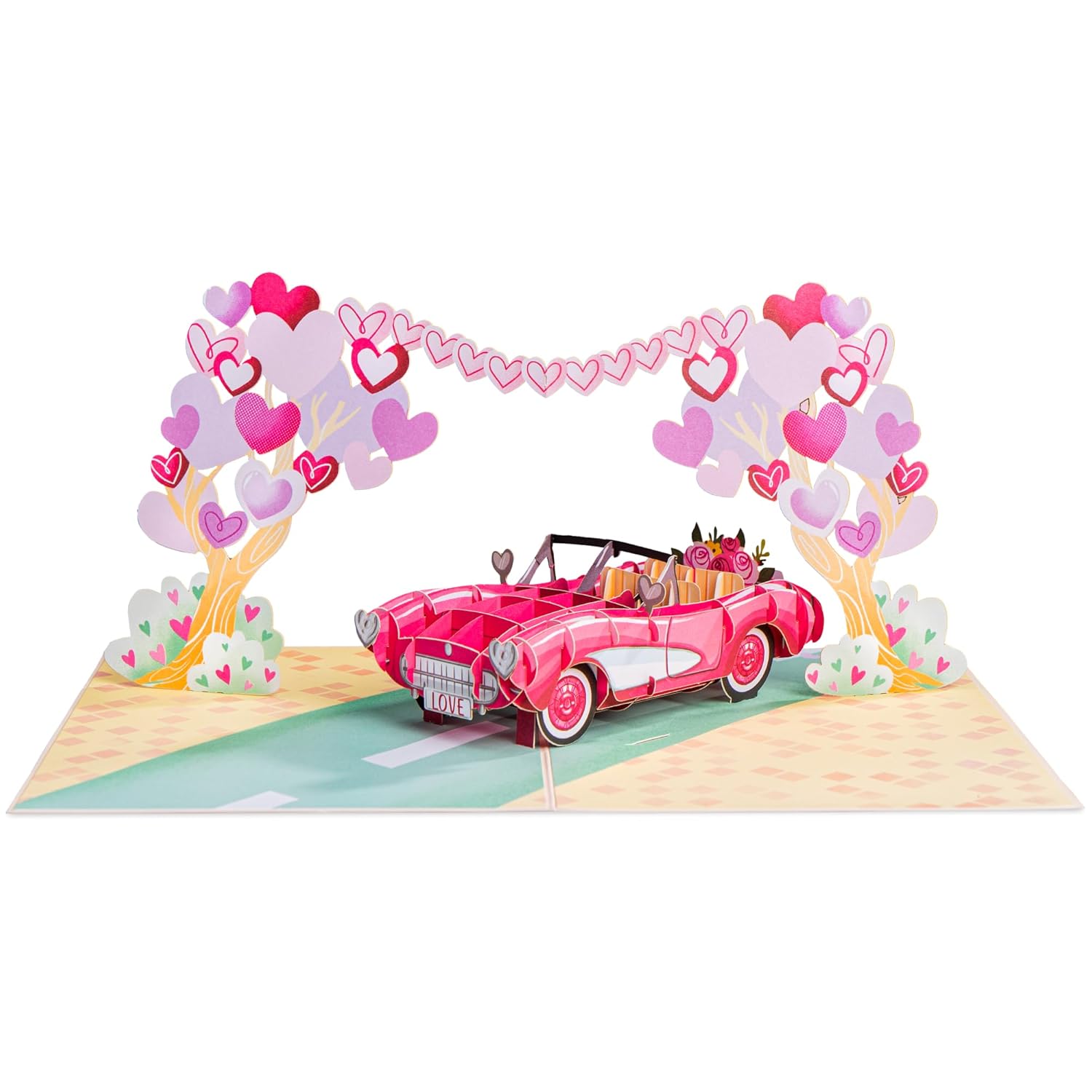 3D Road To Love Valentines Day Pop Up Card, Gift For Valentines Day, Mothers Day, Birthday, Wedding, Anniversary, All Occasion - 5" X 7" Cover - Includes Envelope And Note Tag