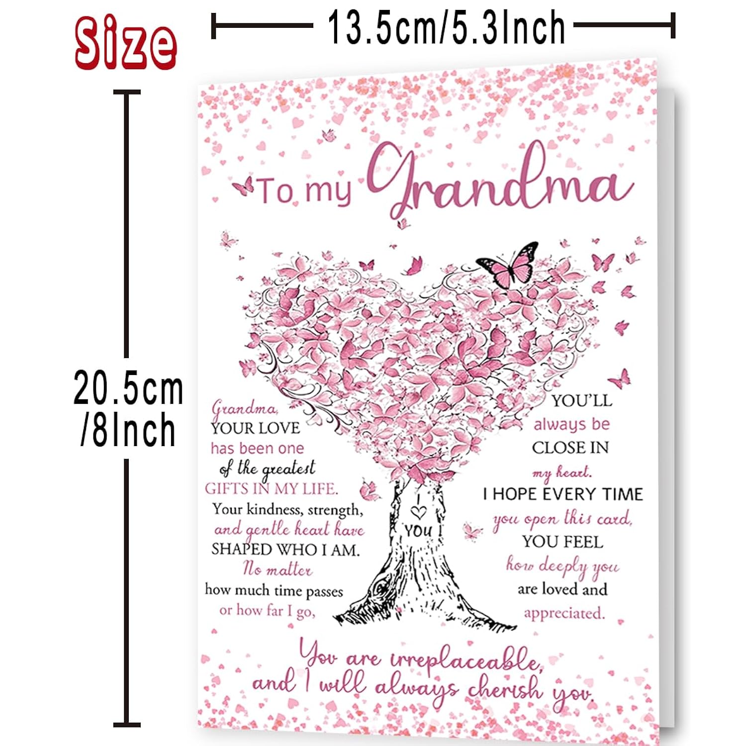 Grandma Birthday Card, Happy Birthday Card For Grandma From Granddaughter Grandson, Romantic Birthday Gifts For Grandma With Envelope 8 X 5.3 Inch