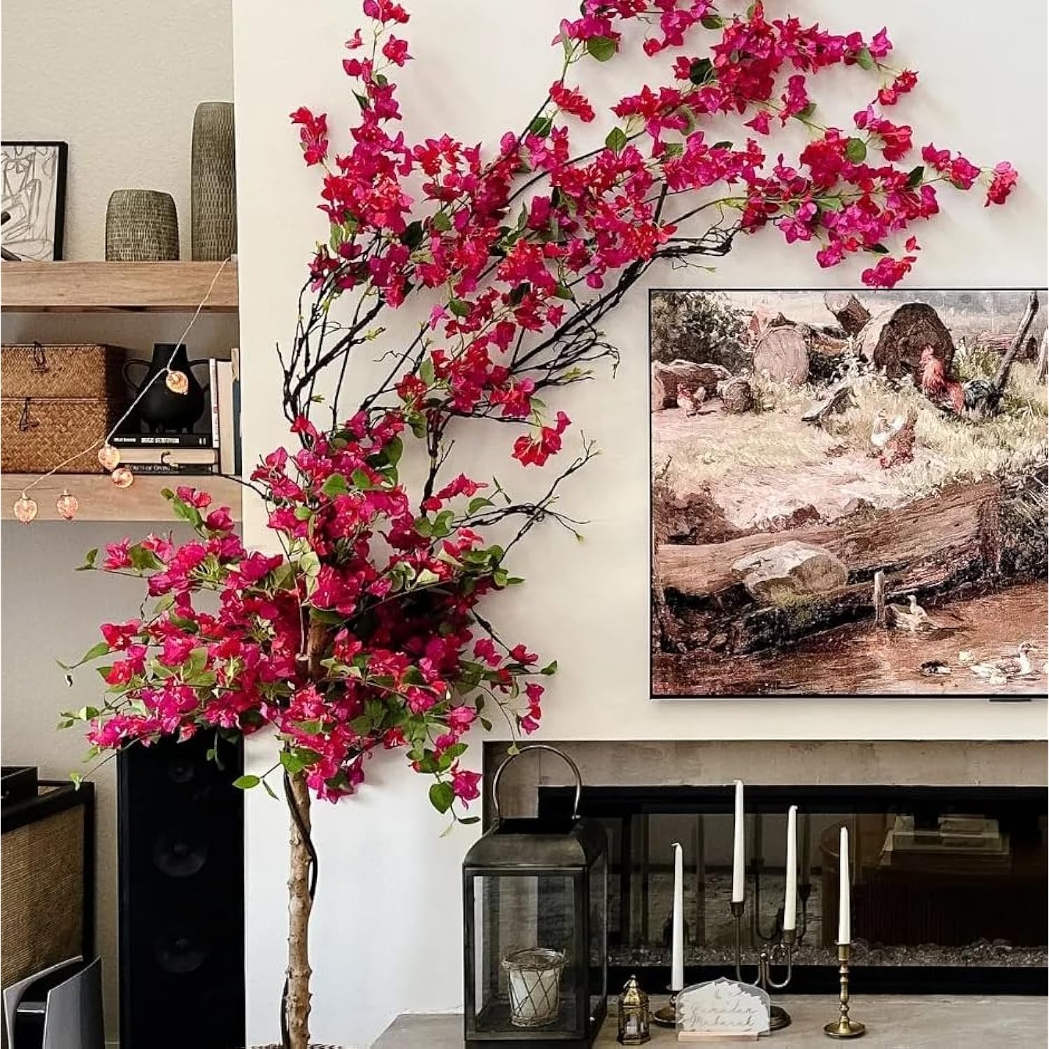 Artificial Flowers Silk Bougainvillea Branches Faux Artificial Bougainvillea Floral Stems Long Plant Branches 45" For Wedding Centerpieces, Table Runner, Home Decoration (Fushia Mixed - Pack Of 4Pcs)