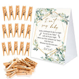 Don'T Say Baby Game For Baby Shower Clothespin Game, One 5X7 Coated Paper Sign And 50 Natural Clothespins, Greenery Theme, Gender Neutral -Ndsbb30