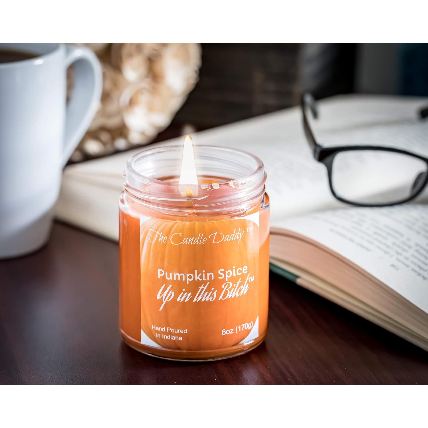 Pumpkin Spice Up In This Bitch- Fun & Funny Halloween Scented Candle - 6 Ounce Jar - Hand Poured In Indiana