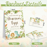 50Pcs Dinosaur Guessing Game Cards With Foldable Table Sign Cute Guess How Many Dinosaur Egg Candy Jar Game Cards For Birthday Baby Shower Party Supplies