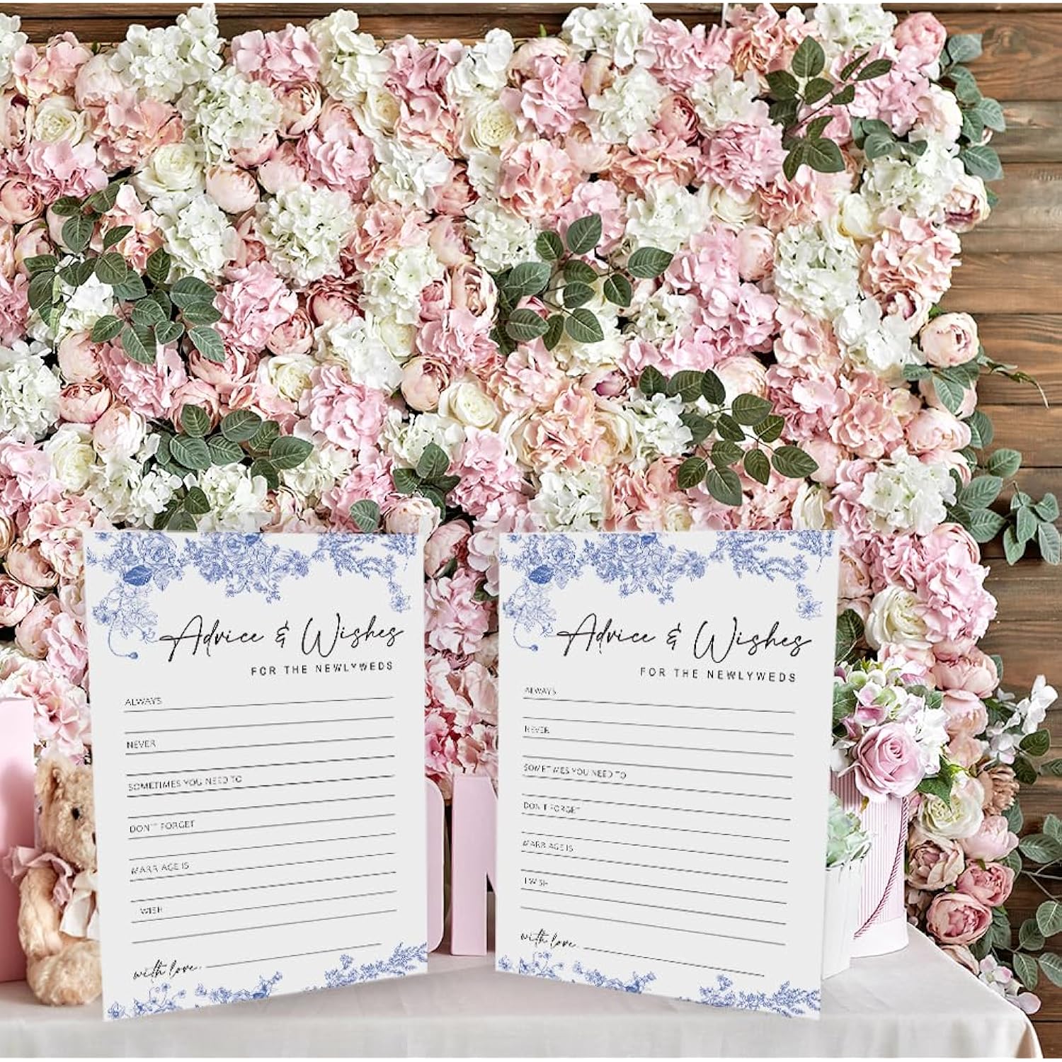 Advice And Wishes For The Mr And Mrs, Bridal Shower Games, Blue Floral Bridal Shower Cards-30 Guests, Wedding Shower Games, Something Blue Before I Do Decorations-Hlyxb02