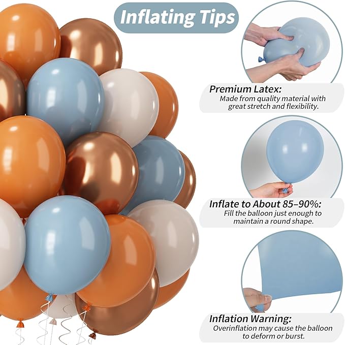 Burnt Orange Blue Balloons Terracotta Gold White Fall Thanksgiving Party Decorations