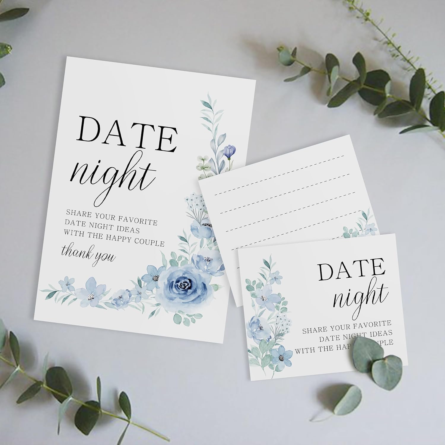 Date Night Game Sign And 50 Date Night Cards Bridal Shower Bachelorette Games Supplies Rustic Bridal Shower Wedding Decorations-Dnc06