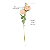 Faux English Cabbage Rose 4 Branch 12 Stems Bundle Mixed Blooms & Buds Spays In Peach Pink, Artificial Silk Flowers & Fake Greenery, Indoor Outdoor Wedding Home Decor