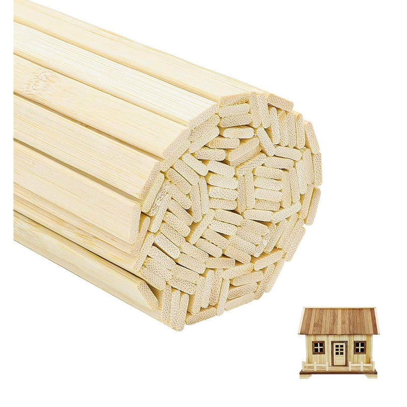 50 Pcs Natural Bamboo Thin Wood Strips 15.5 Inches Long Craft Popsicle Balsa S