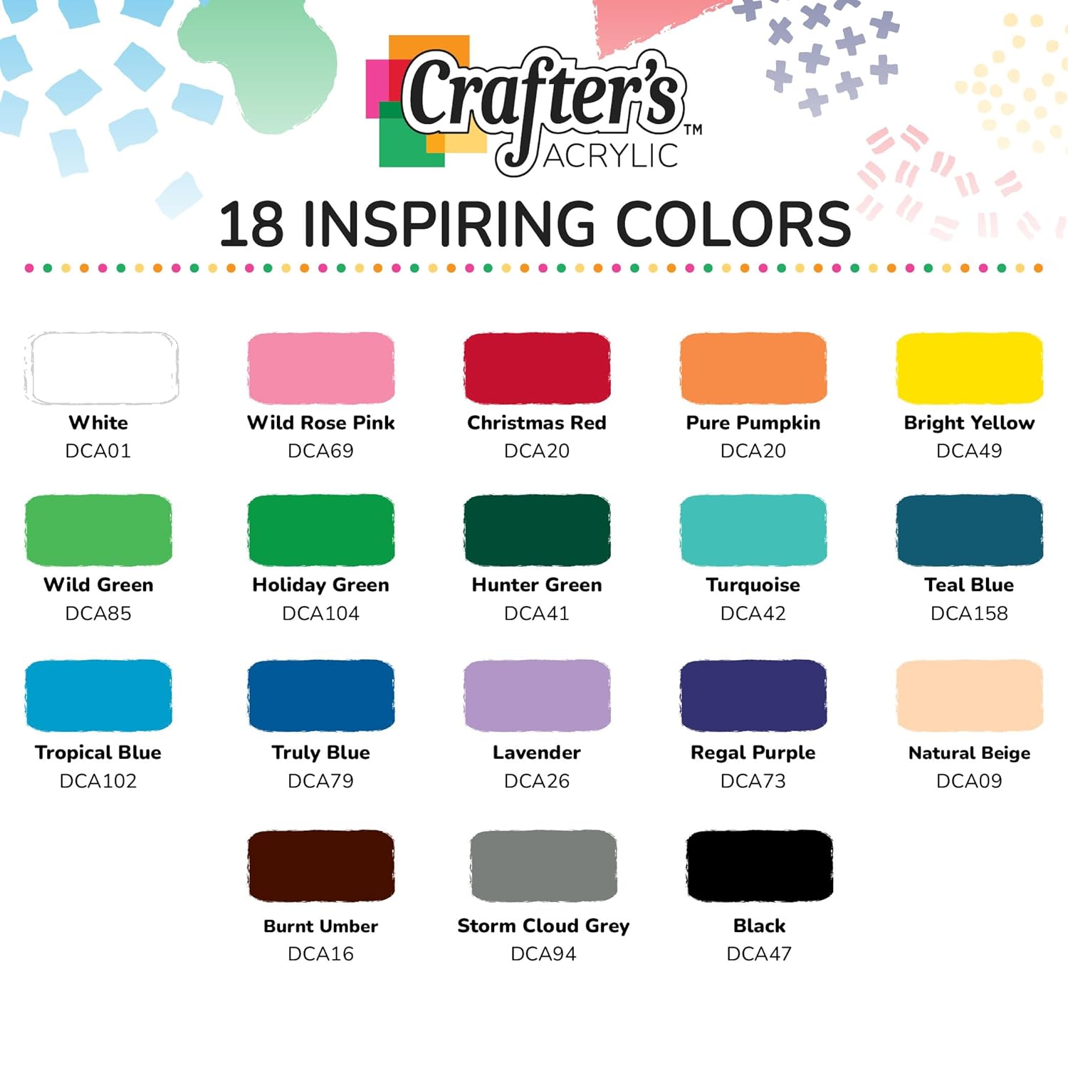 DecoArt Crafter’s Acrylic Paint Set – Popular Colors, 18 Bottles (2 fl oz) – Easy Craft Paints, Classrooms, Art Projects & DIY Crafts