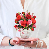 Pop Up Cards, Mini Blooming Roses, 6 Inch Mini Sized Forever Flower Bouquet 3D Popup Greeting Cards, Valentine'S Day, Anniversary Card, Blank Notecard & Envelope