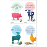 Mini Pig Sheep Cow Chicken Farm Animal Valentines (Wallet-Sized Cards With Tiny Envelopes) For Valentine'S Day (Set Of 32)