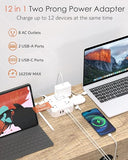 2 Prong Power Strip Adapter 8 Outlets 4 USB Ports 2 USB C 5FT Flat Plug Surge Protector 1400J