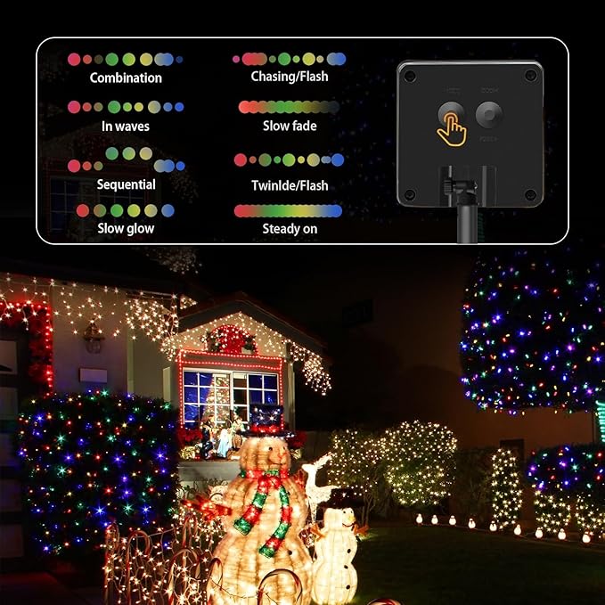 6 Pack 236FT Solar Christmas String Lights 600 LED Multicolor Waterproof Outdoor Lights