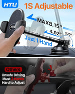 Military-Grade Suction Phone Holder, 360° Rotating Car Mount for iPhone/Samsung