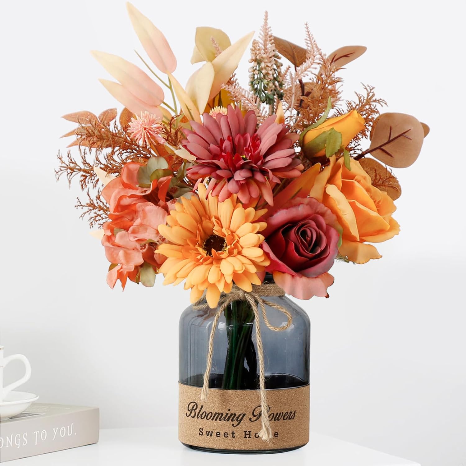 Fake Fall Flowers In Vase,Artificial Flowers With Vase,Centerpiece Table Decorations,Fall Centerpieces For Tables,Fall Kitchen Decor,Fall Flower Arrangements,Home Decor Living Room