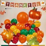 Thanksgiving Fall Balloon Garland Kit Red Orange Yellow Green Maple Leaf Pumpkin Decor