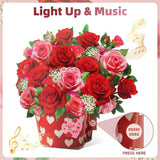 Pop Up Valentines Day Card With Music & Light, Valentines Day Gifts For Her Him, Rose Bouquet Greeting Card, Mothers Day Card, Anniversary Birthday Gifts For Women Mom Sister