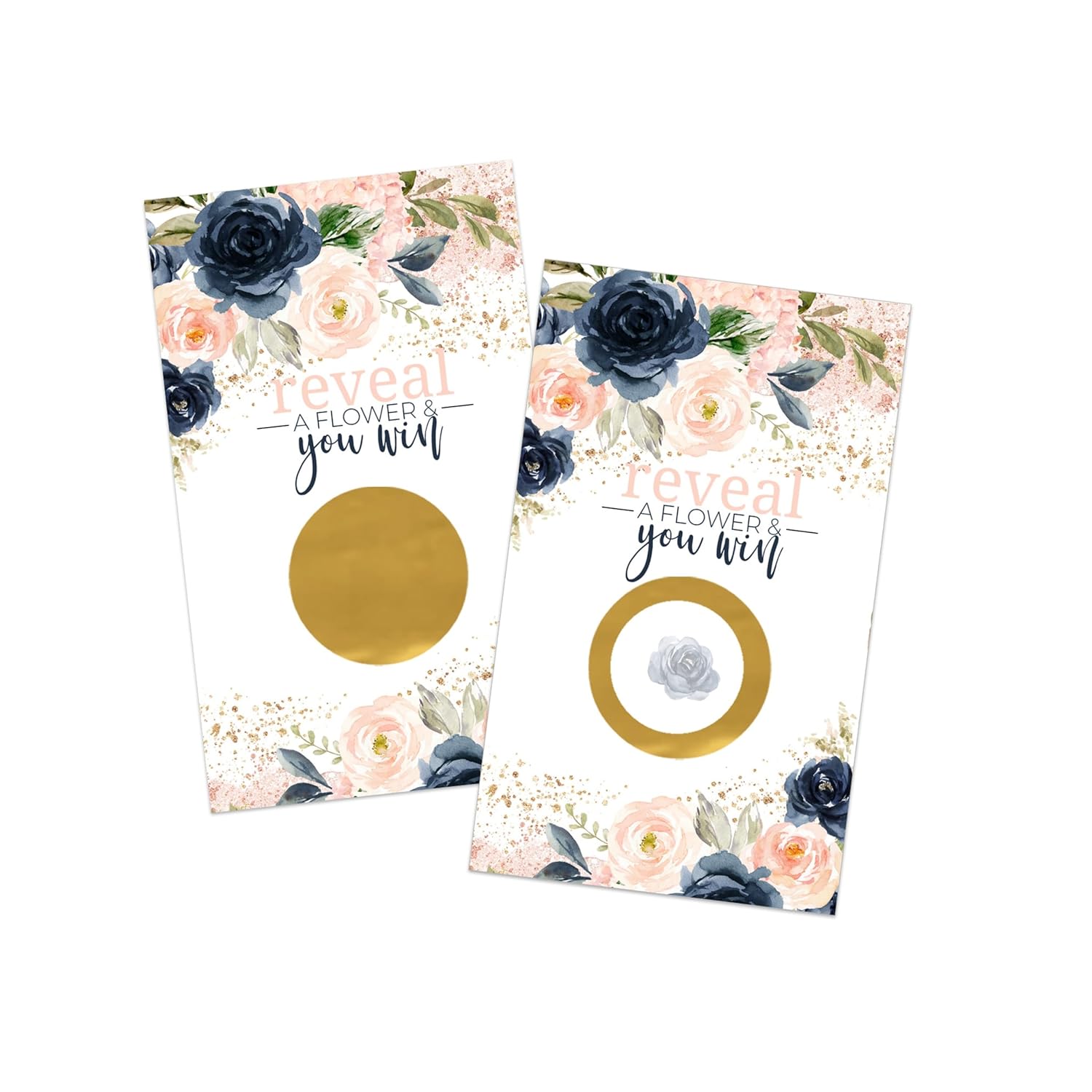 Bridal Shower Games Boho - 30 Pack - Fun Scratch Off Raffle Cards, Wedding Shower Game Or Engagement Party Ideas, Rustic Blue And Pink Floral Themes