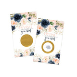 Bridal Shower Games Boho - 30 Pack - Fun Scratch Off Raffle Cards, Wedding Shower Game Or Engagement Party Ideas, Rustic Blue And Pink Floral Themes