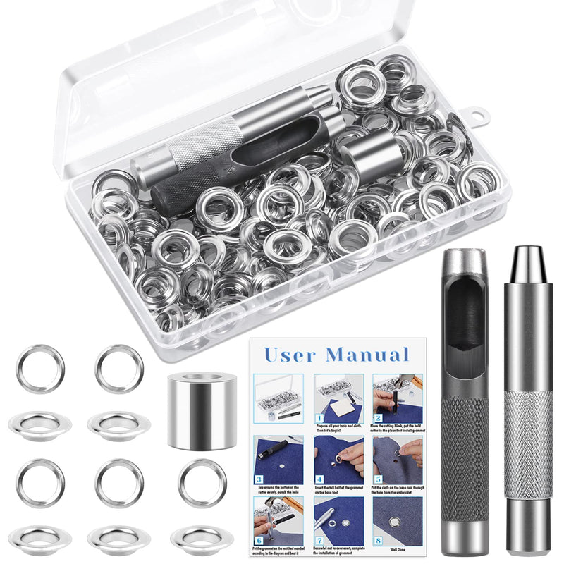 120 Sets Grommet Tool Kit 1/2 Inch, Grommet Eyelets Kit With Setting Tools And