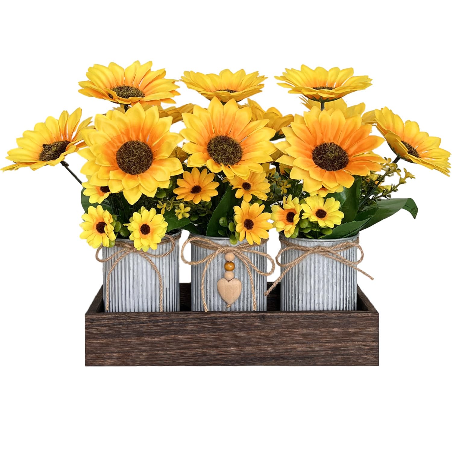 Sunflowers Artificial Flowers Decorations, Sunflower Table Centerpieces For Wedding, Artificial Flower Arrangement Farmhouse Décor For Dining Room, Living Room, Coffee Table, Study Desk