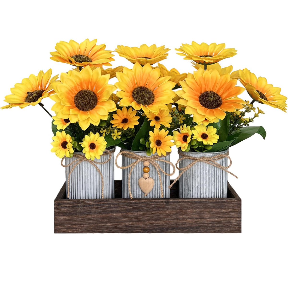 Sunflowers Artificial Flowers Decorations, Sunflower Table Centerpieces For Wedding, Artificial Flower Arrangement Farmhouse Décor For Dining Room, Living Room, Coffee Table, Study Desk