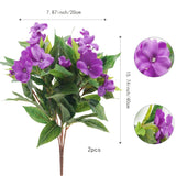 Artificial Impatiens Bouquet Purple Faux Impatiens Bushes For Outdoors Pot Hanging Basket Porch Patio Lawn Garden Wedding Decoration