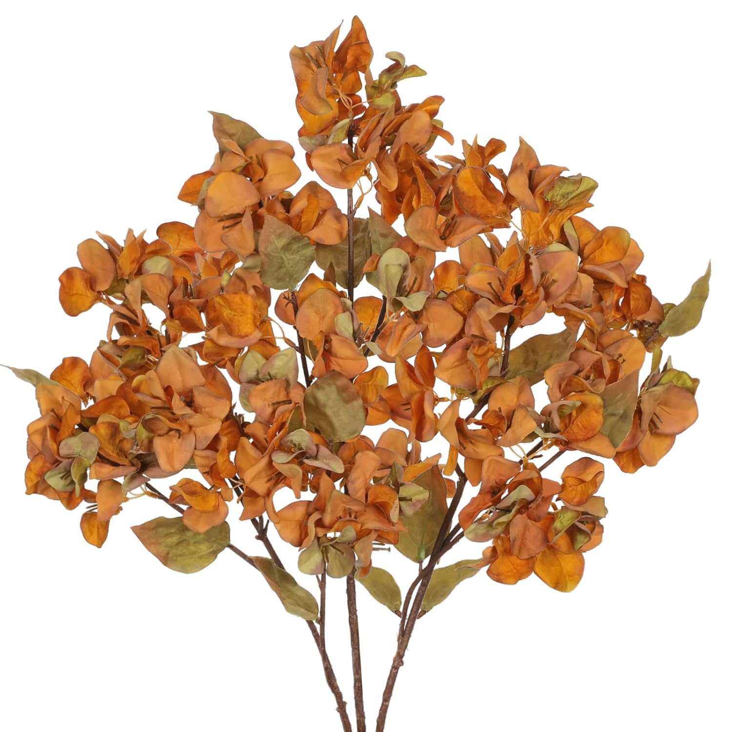 Bougainvillea Artificial Flowers 5 Pack 27.5" Fake Bougainvillea Floral Stems Realistic Silk Bougainvillea Arrangements For Home Weddings Parties Table Vase Centerpiece Decor(Orange)