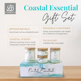 Coastal Essentials Scented Candle Gift Set, Decorative Candles For Home Decor, Long Burning Candles Set - 4 Candles 80 Value(Sea Lavender, Lotus Garden, Eucalyptus Tea, And Coconut Vetiver)
