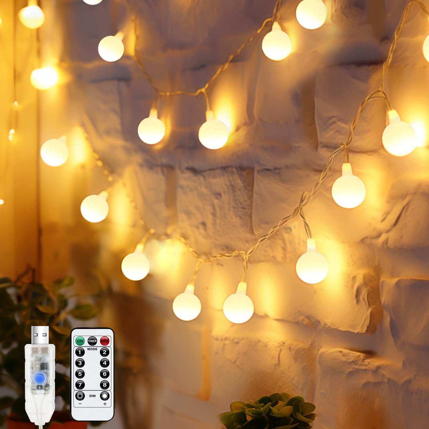 33 Feet 100 Led Mini Globe String Lights With Remote, Usb Powered Fairy String Lights Indoor Outdoor Hanging String Ligh