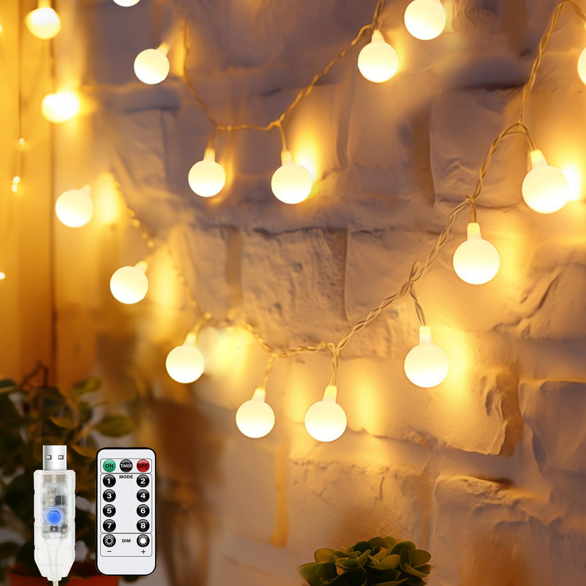 33 Feet 100 Led Mini Globe String Lights With Remote, Usb Powered Fairy String Lights Indoor Outdoor Hanging String Ligh