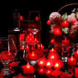 6000 Pcs Artificial Rose Petals With 72 Pcs Flameless Led Candles Romantic Decorations Fake Candles Anniversary Decorations For Valentine'S Day Wedding Night(Red)