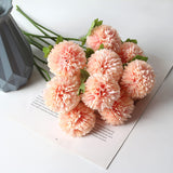 12Pcs Artificial Flowers Chrysanthemum Ball, Silk Floral Arrangement Fake Flowers Bouquet Long Stem Hydrangea For Home Office Coffee House Parties And Wedding Decor (Pink)