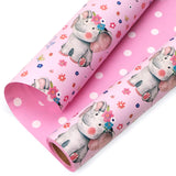 Reversible Baby Girl Wrapping Paper Elephant With Pink Polk Dots Paper For Baby Shower Kids Birthday Party - 17Inch X 394Inch(33Feet)