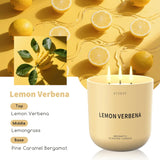 Lemon Verbena Scented Candle For Home, 14.2Oz 80H Long Lasting Aromatherapy Candles For Energy & Focus, Non-Toxic Essential Oil & Soy Wax | Citrus & Herbal Freshness