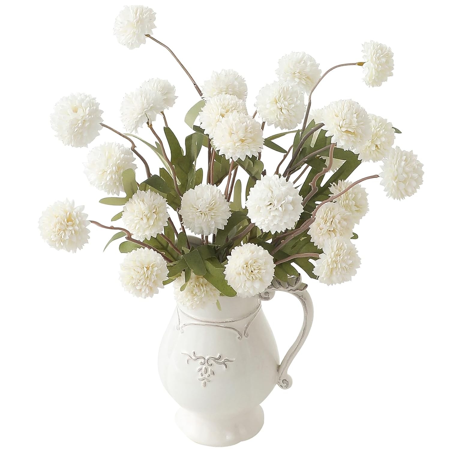 6Pcs Ivory Faux Silk Mums Artificial Flowers, Bulk Fake Small Mini Chrysanthemums With Stems For Diy White Wedding Centerpieces Floral Arrangements Vase Fillers Home Decorations