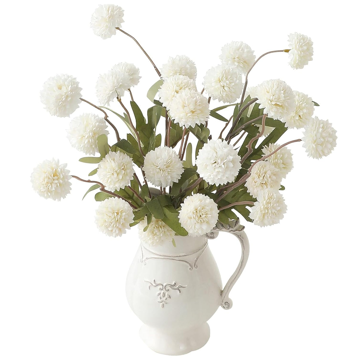 6Pcs Ivory Faux Silk Mums Artificial Flowers, Bulk Fake Small Mini Chrysanthemums With Stems For Diy White Wedding Centerpieces Floral Arrangements Vase Fillers Home Decorations